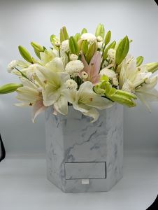 marble white flower box